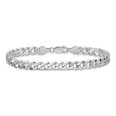 Sterling Silver 6mm Beveled Curb Chain Bracelet – view 3