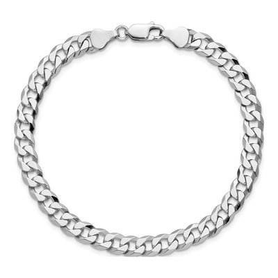 Sterling Silver 6mm Beveled Curb Chain Bracelet – view 5