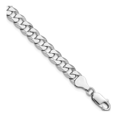 Sterling Silver 6mm Beveled Curb Chain Bracelet