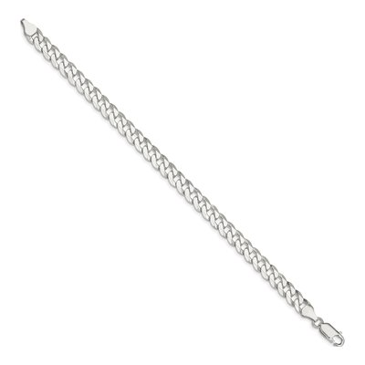 Sterling Silver 7mm Beveled Curb Chain Bracelet – view 2