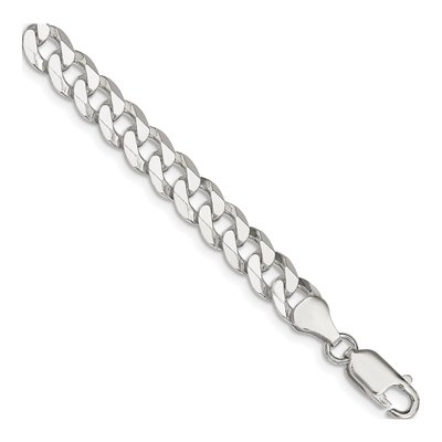 Sterling Silver 7mm Beveled Curb Chain Bracelet