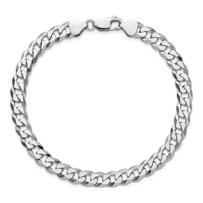 Sterling Silver 7mm Beveled Curb Chain Bracelet – view 4