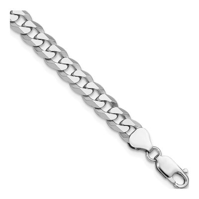 Sterling Silver 7mm Beveled Curb Chain Bracelet