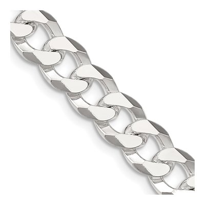 Sterling Silver 8.5mm Beveled Curb Chain