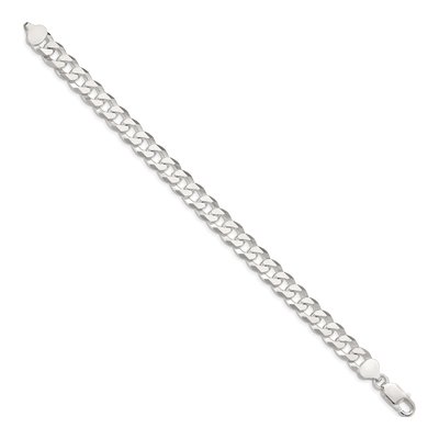Sterling Silver 8.5mm Beveled Curb Chain Bracelet – view 2