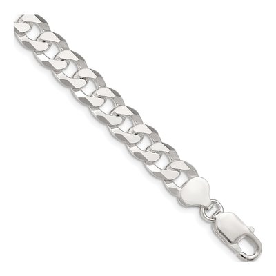 Sterling Silver 8.5mm Beveled Curb Chain Bracelet