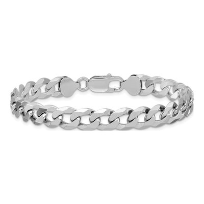 Sterling Silver 8.5mm Beveled Curb Chain Bracelet – view 3