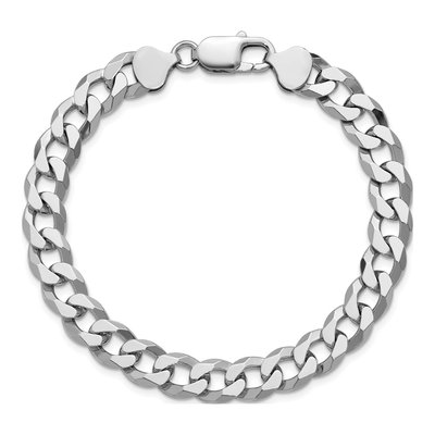 Sterling Silver 8.5mm Beveled Curb Chain Bracelet – view 5