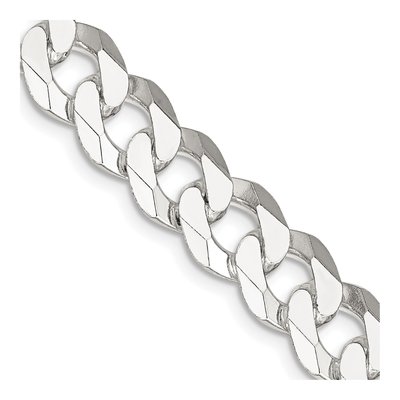 Sterling Silver 10.6mm Beveled Curb Chain