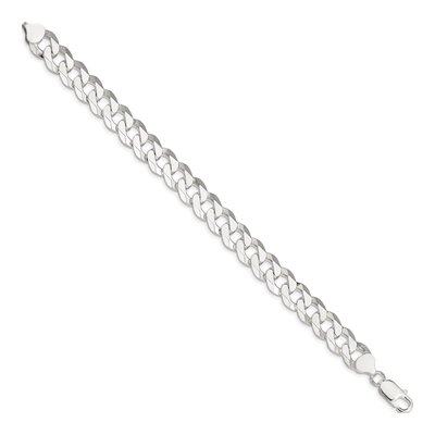 Sterling Silver 10.6mm Beveled Curb Chain Bracelet – view 2