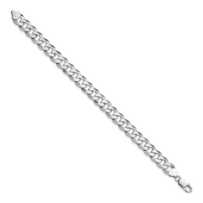 Sterling Silver 10.6mm Beveled Curb Chain Bracelet – view 2