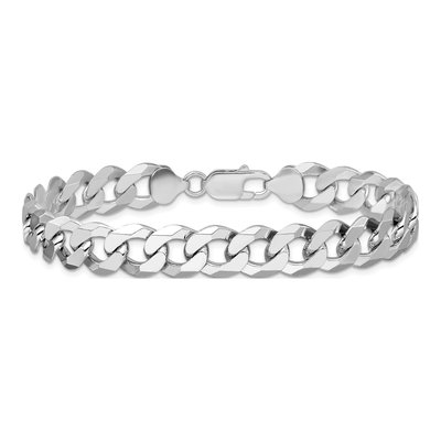 Sterling Silver 10.6mm Beveled Curb Chain Bracelet – view 3