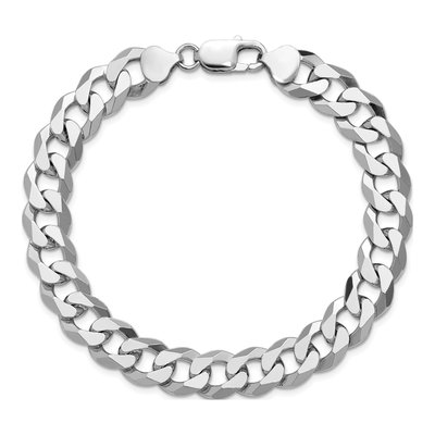 Sterling Silver 10.6mm Beveled Curb Chain Bracelet – view 4