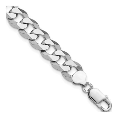 Sterling Silver 10.6mm Beveled Curb Chain Bracelet