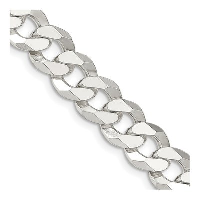 Sterling Silver 12.3mm Beveled Curb Chain