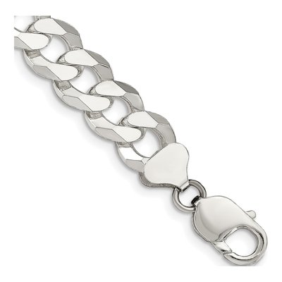 Sterling Silver 12.3mm Beveled Curb Chain Bracelet