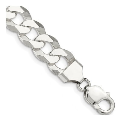 Men's Sterling Silver 13mm Beveled Curb Chain Bracelet