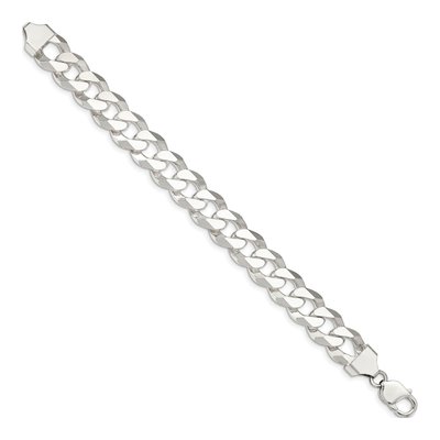 Sterling Silver 14mm Beveled Curb Chain Bracelet – view 2