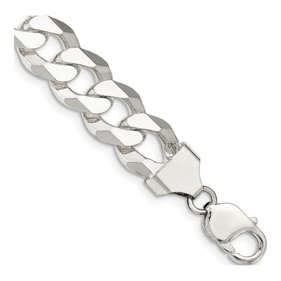 Sterling Silver 14mm Beveled Curb Chain Bracelet