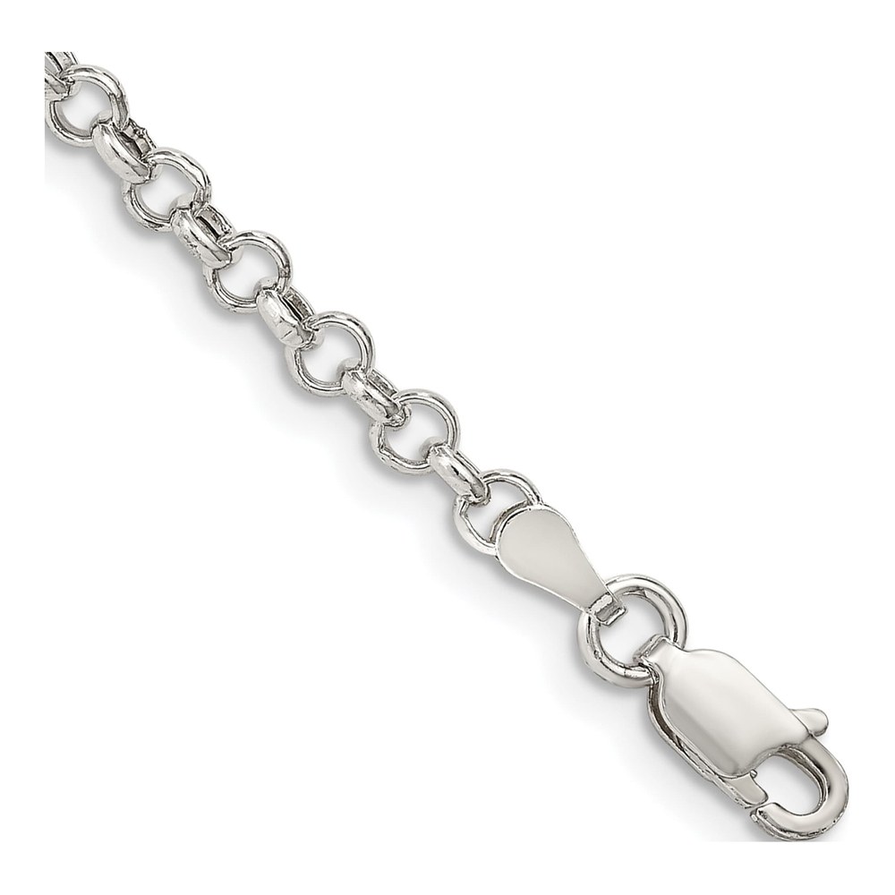 Sterling Silver 3mm Semi-Solid Rolo Chain Bracelet