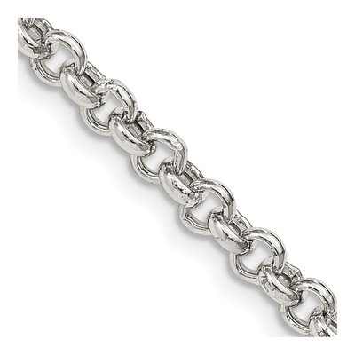 Sterling Silver 4.25mm Semi-Solid Rolo Chain