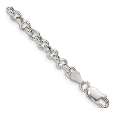 Sterling Silver 4.25mm Semi-Solid Rolo Chain Bracelet