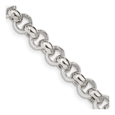 Sterling Silver 7.75mm Semi-Solid Rolo Chain