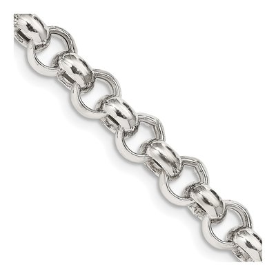 Sterling Silver 9.5mm Semi-Solid Rolo Chain