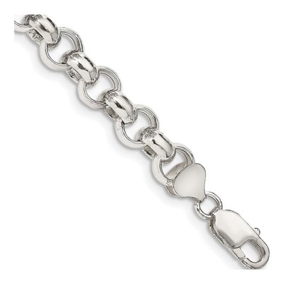 Sterling Silver 9.5mm Rolo Chain Bracelet | Italy