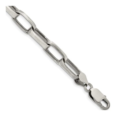 Sterling Silver 8mm Antiqued Open Link Chain Bracelet
