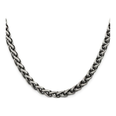 Sterling Silver 6mm Antiqued Round Wheat Chain – view 2
