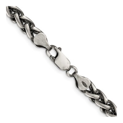 Sterling Silver 6mm Antiqued Round Wheat Chain – view 3