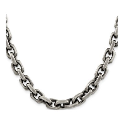Sterling Silver 8.6mm Antiqued Open Link Chain – view 2
