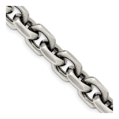 Sterling Silver 8.6mm Antiqued Open Link Chain