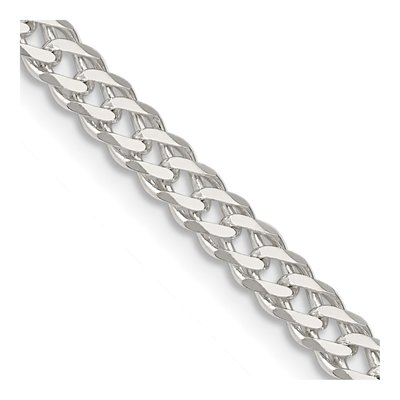 Sterling Silver 4.25mm Diamond-Cut Flat Double Curb Chain