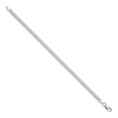 Sterling Silver 4.25mm Diamond-Cut Flat Double Curb Chain Bracelet – view 2