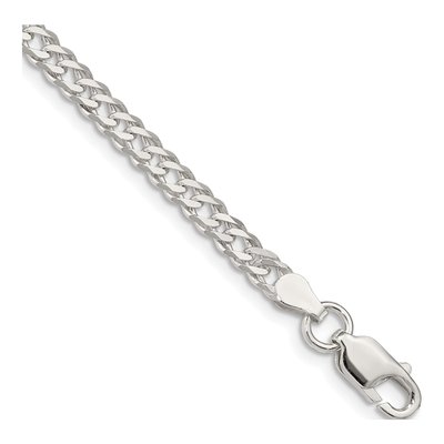 Sterling Silver 4.25mm Diamond-Cut Flat Double Curb Chain Bracelet