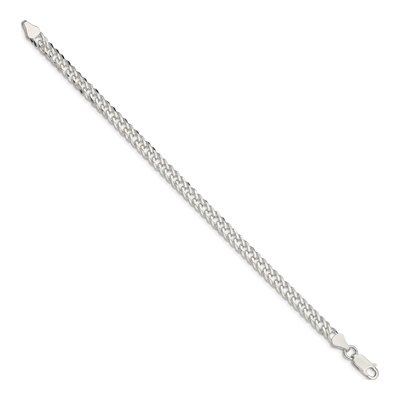 Sterling Silver 5.65mm Diamond-Cut Flat Double Curb Chain Bracelet – view 2