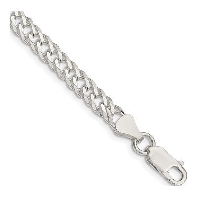 Sterling Silver 5.65mm Diamond-Cut Flat Double Curb Chain Bracelet
