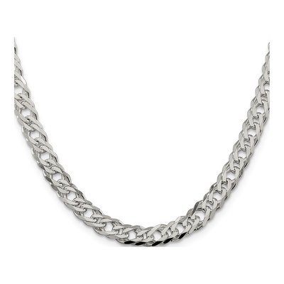 Sterling Silver 6.25mm Diamond-Cut Flat Double Curb Chain – view 2