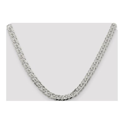 Sterling Silver 6.25mm Diamond-Cut Flat Double Curb Chain – view 4
