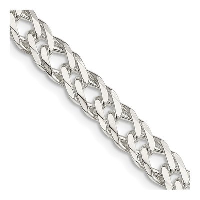 Sterling Silver 6.25mm Diamond-Cut Flat Double Curb Chain