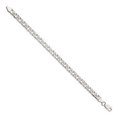 Sterling Silver 6.25mm Diamond-Cut Flat Double Curb Chain Bracelet – view 2