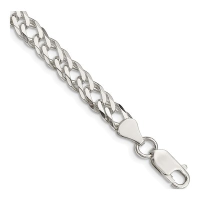 Sterling Silver 6.25mm Diamond-Cut Flat Double Curb Chain Bracelet