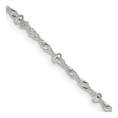 Sterling Silver 2.5mm Beaded Singapore Chain