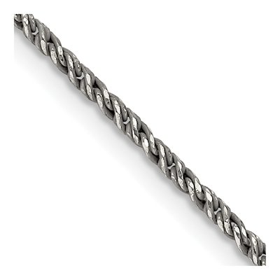 Sterling Silver 1.7mm Twisted Ruthenium Tight Wheat Chain