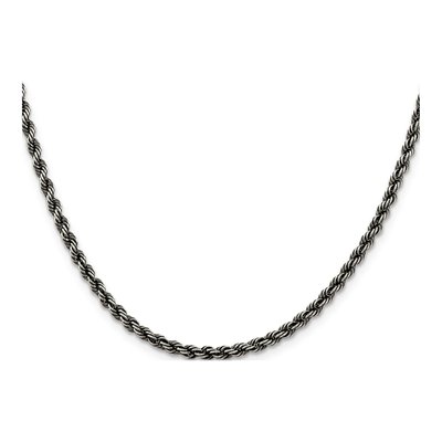 Sterling Silver 3.4mm Ruthenium Rope Chain – view 2