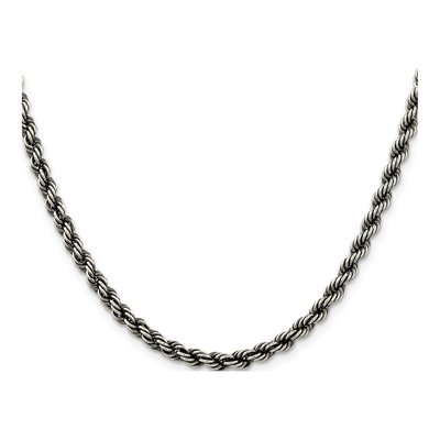 Sterling Silver 4.5mm Ruthenium Rope Chain – view 2