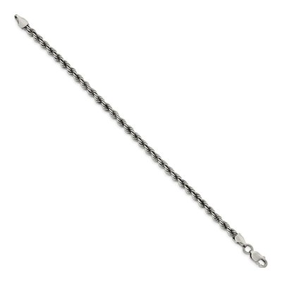 Sterling Silver 4.5mm Ruthenium-Plated Rope Chain Bracelet – view 2