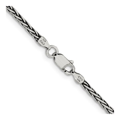 Sterling Silver 2.2mm Antiqued Square Wheat Chain – view 3